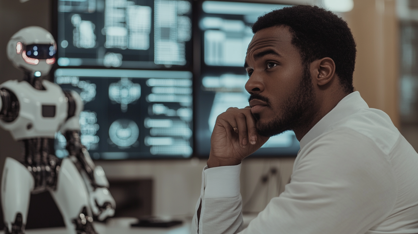 Réflexion sur l'IA dans un bureau moderne