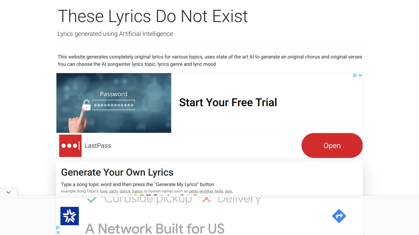 AI Lyrics Generator screenshot