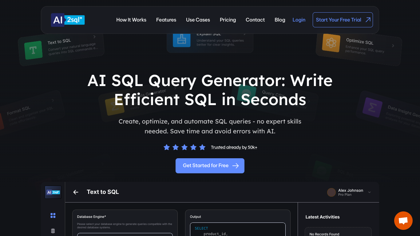 AI2SQL screenshot