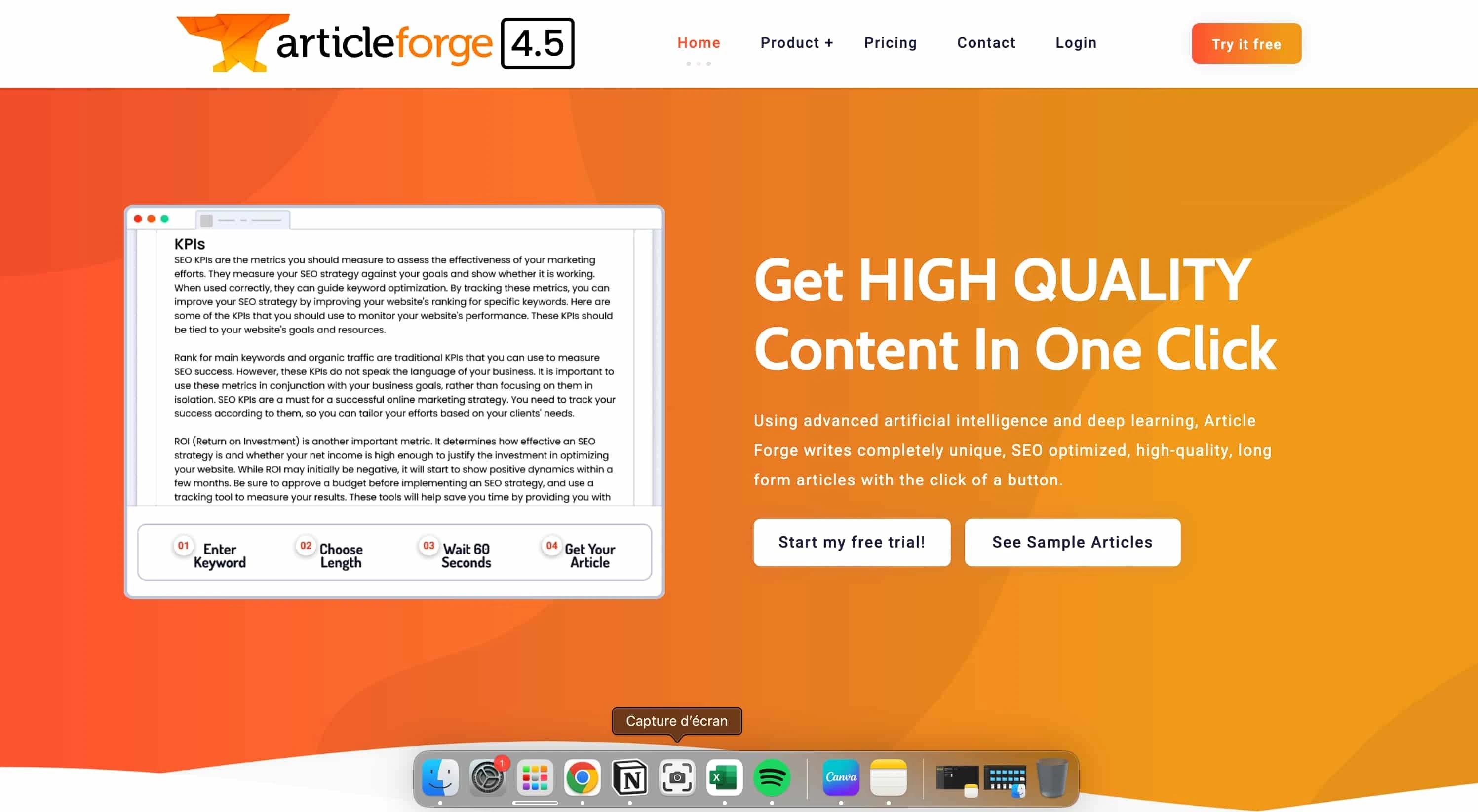 Article Forge screenshot