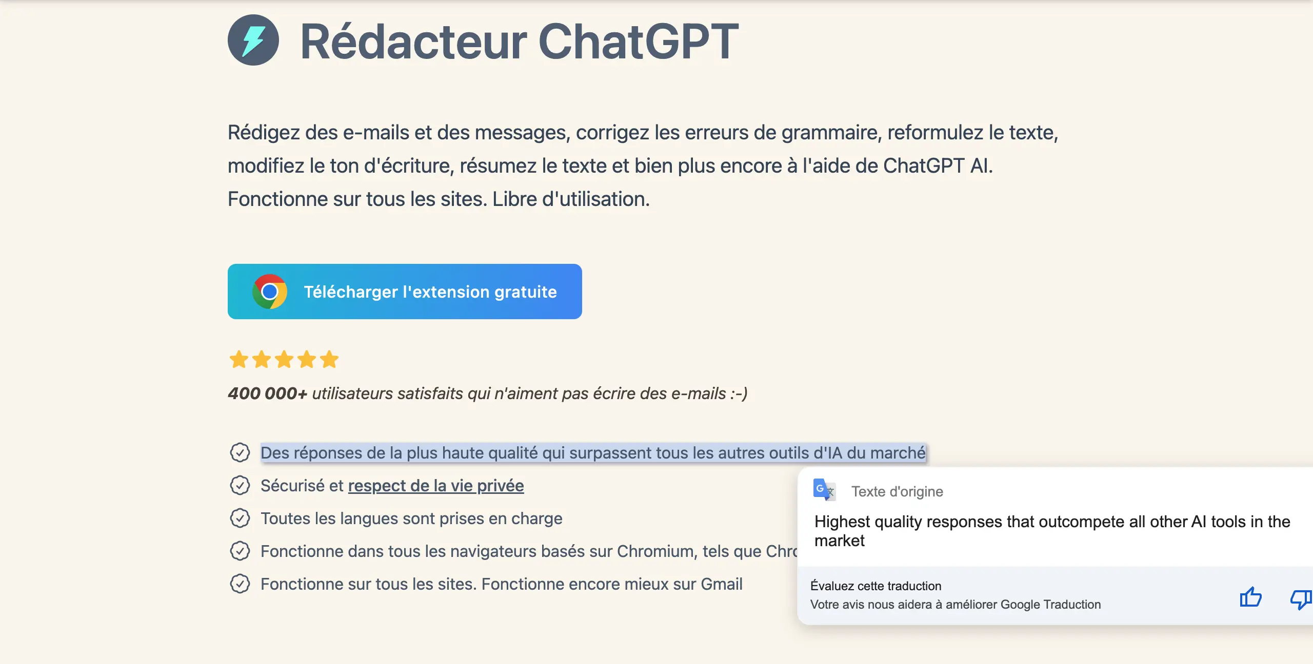 ChatGPT Writer screenshot
