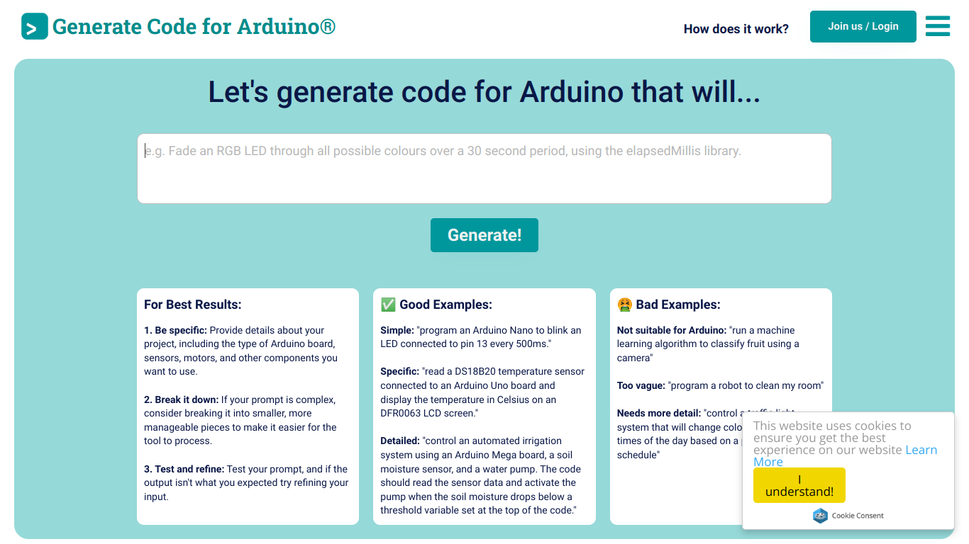 Code Generator Arduino screenshot