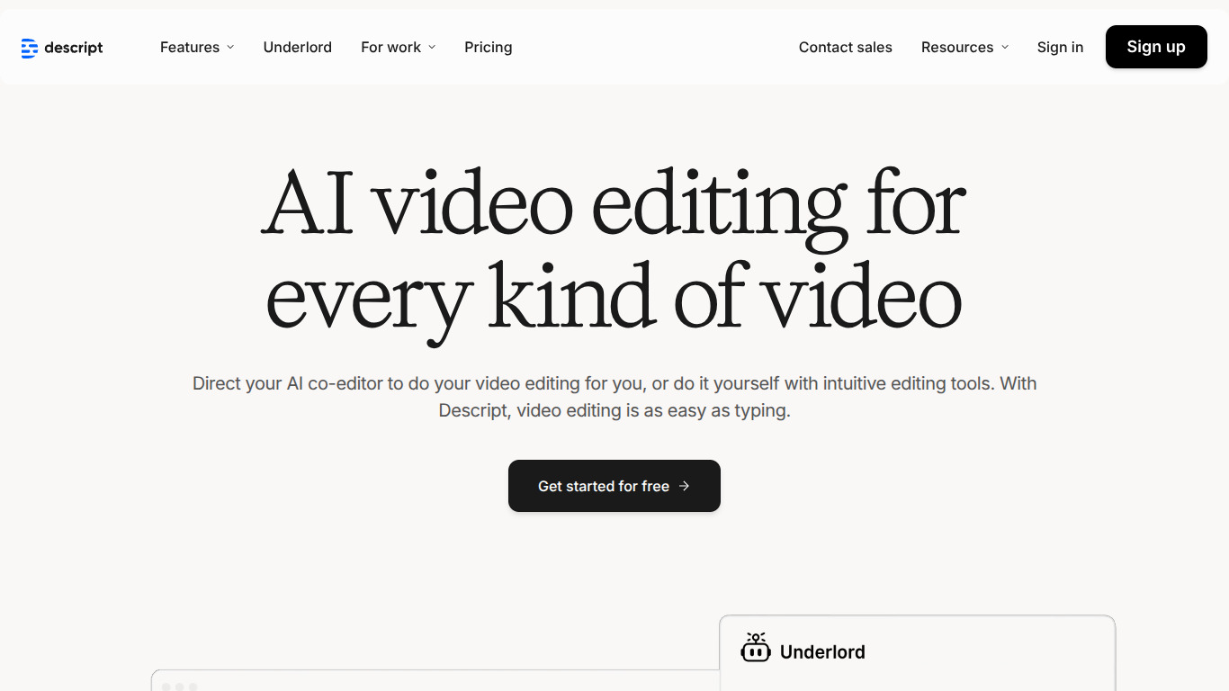 Descript screenshot