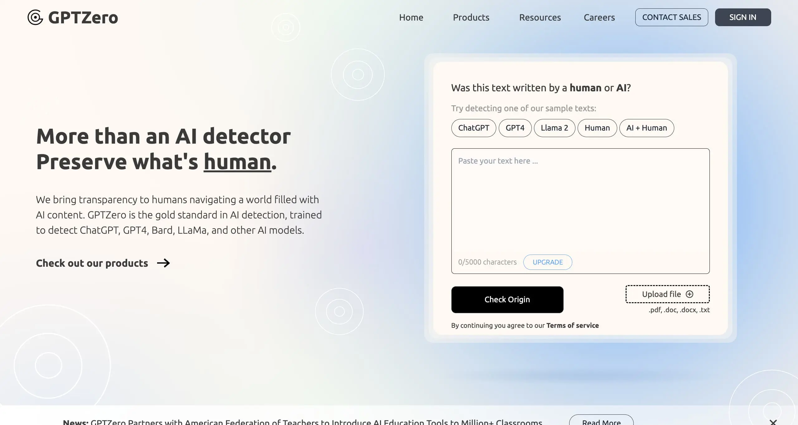GPTzero screenshot