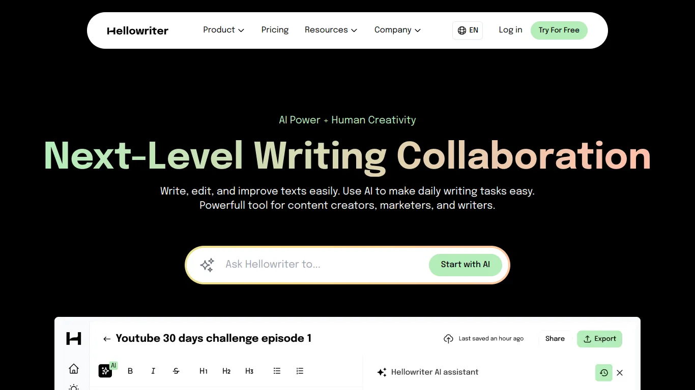 Hellowriter screenshot