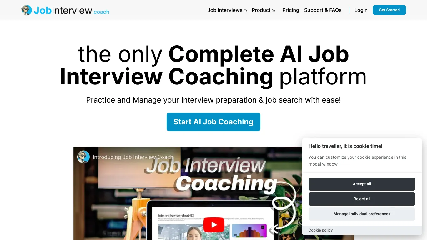 Jobinterview.coach screenshot
