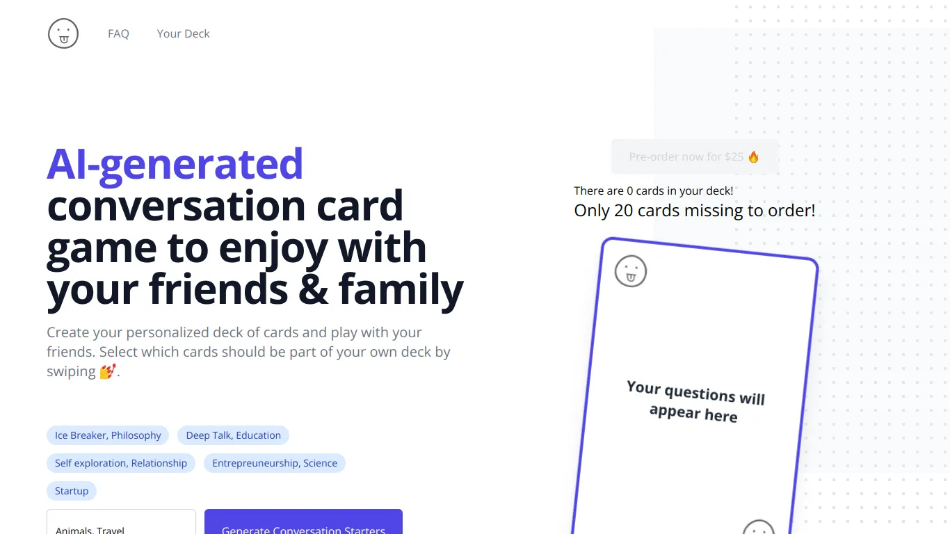 Langame card game screenshot
