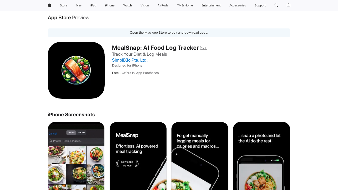 MealSnap: AI meal log journal screenshot