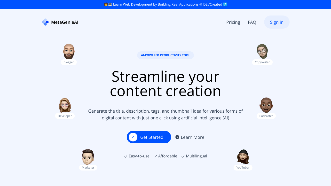 Metagenieai screenshot